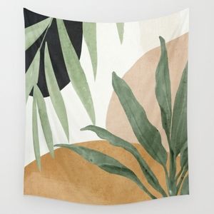 Abstract Plant Wall Tapestry 68" x 80"